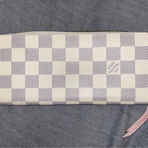 Authentic Louis Vuitton Clemence Wallet Damier Azure Rose Ballerine